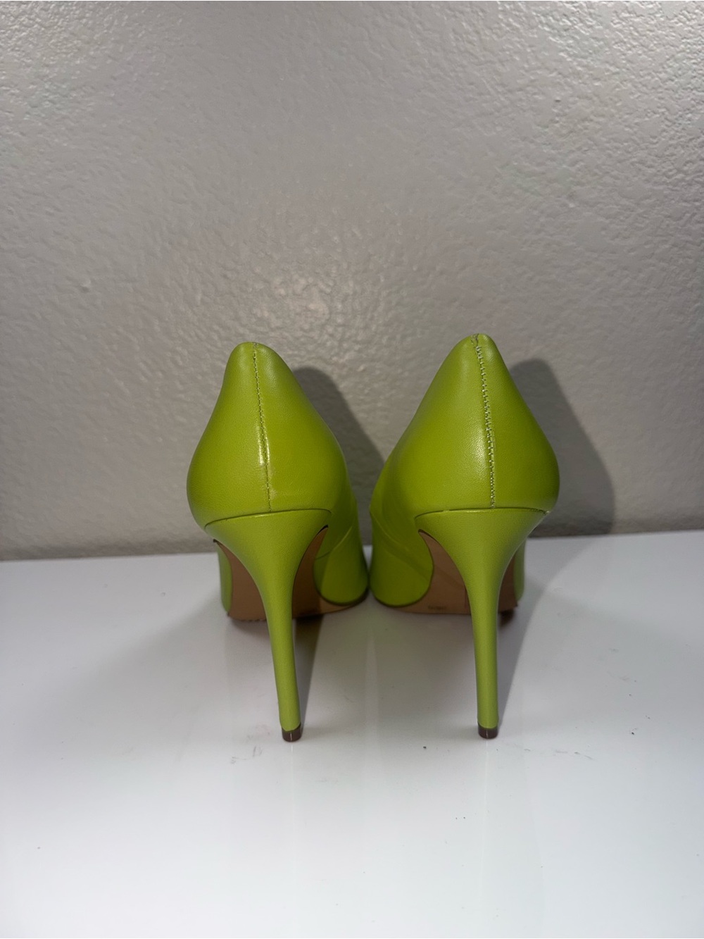 Vince Camuto Bright Lime Pointed-Toe Leather Pumps - Picture 4 of 5
